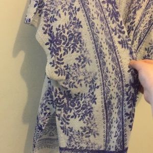 Moa Moa Sweaters - White and Purple Wrap Cardigan Moa Moa Sweaters - White and Purple Wrap Cardigan